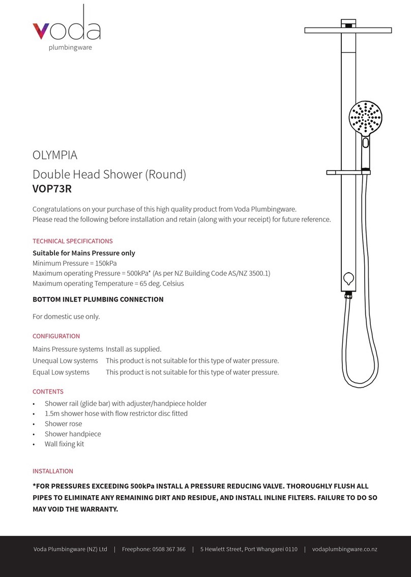 Voda Plumbingware OLYMPIA VOP73R quick start guide Voda Plumbingware OLYMPIA VOP73R quick start guide