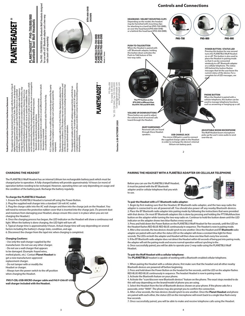 PLANETHAEDSET PLANETBLU PHS-700 HMB manual