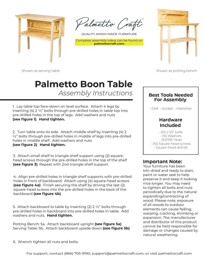 Palmetto Craft Palmetto Boon Table Assembly instructions