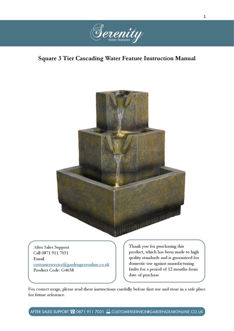Serenity Square 3 Tier Cascading Water Feature instruction manual Serenity Square 3 Tier Cascading Water Feature instruction manual