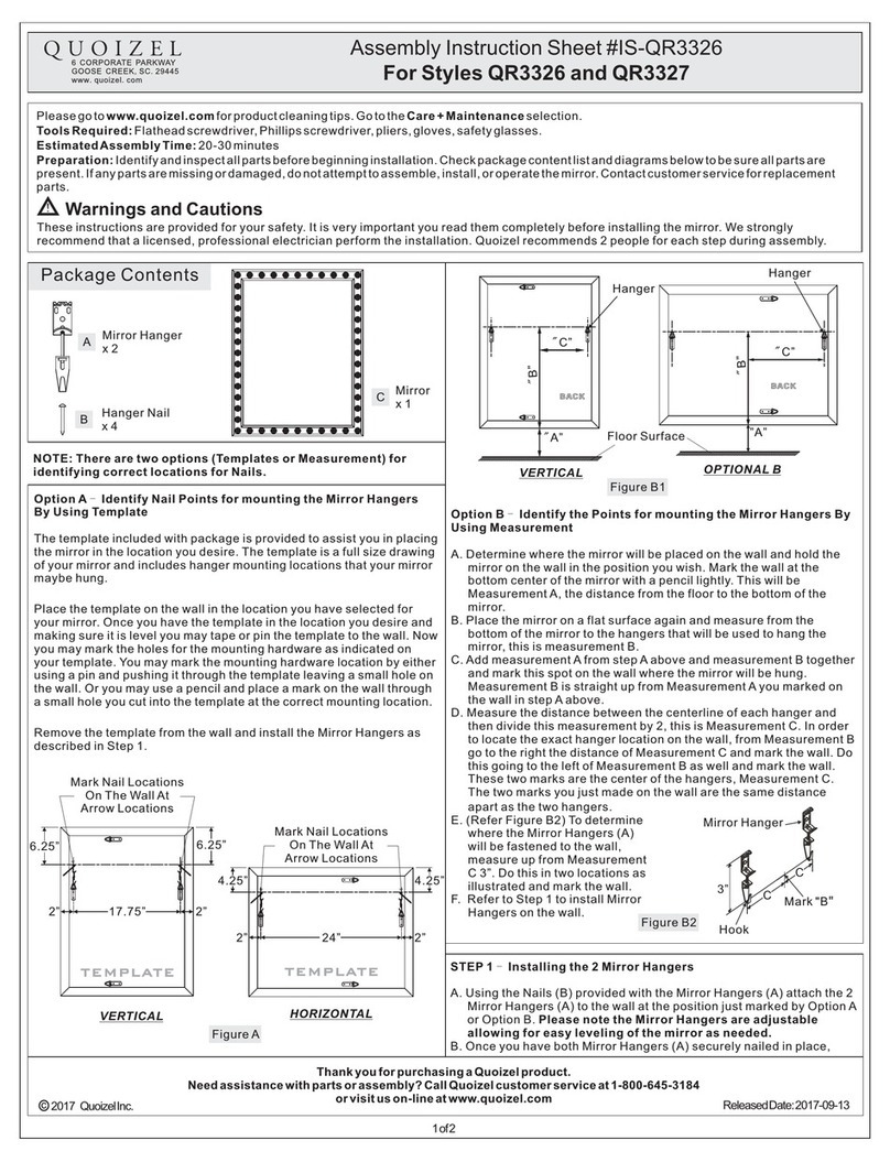 Quoizel QR3326 Assembly instruction sheet