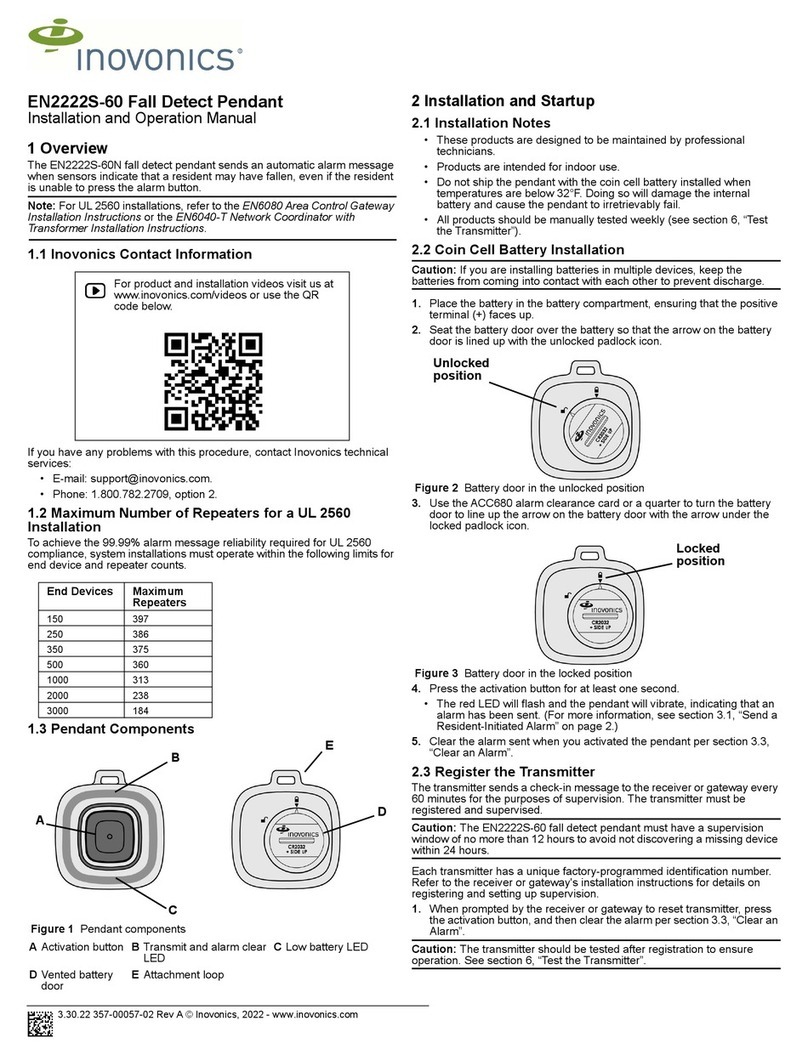Inovonics EN2222S-60 Installation and operation manual Inovonics EN2222S-60 Installation and operation manual