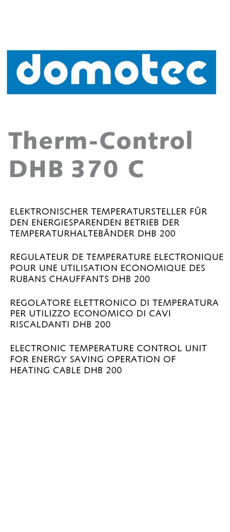 Domotec Therm-Control DHB 370 C Installation notes