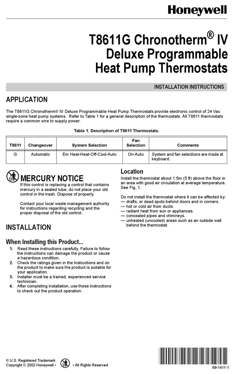 Honeywell Chronotherm IV T8611G installation instructions