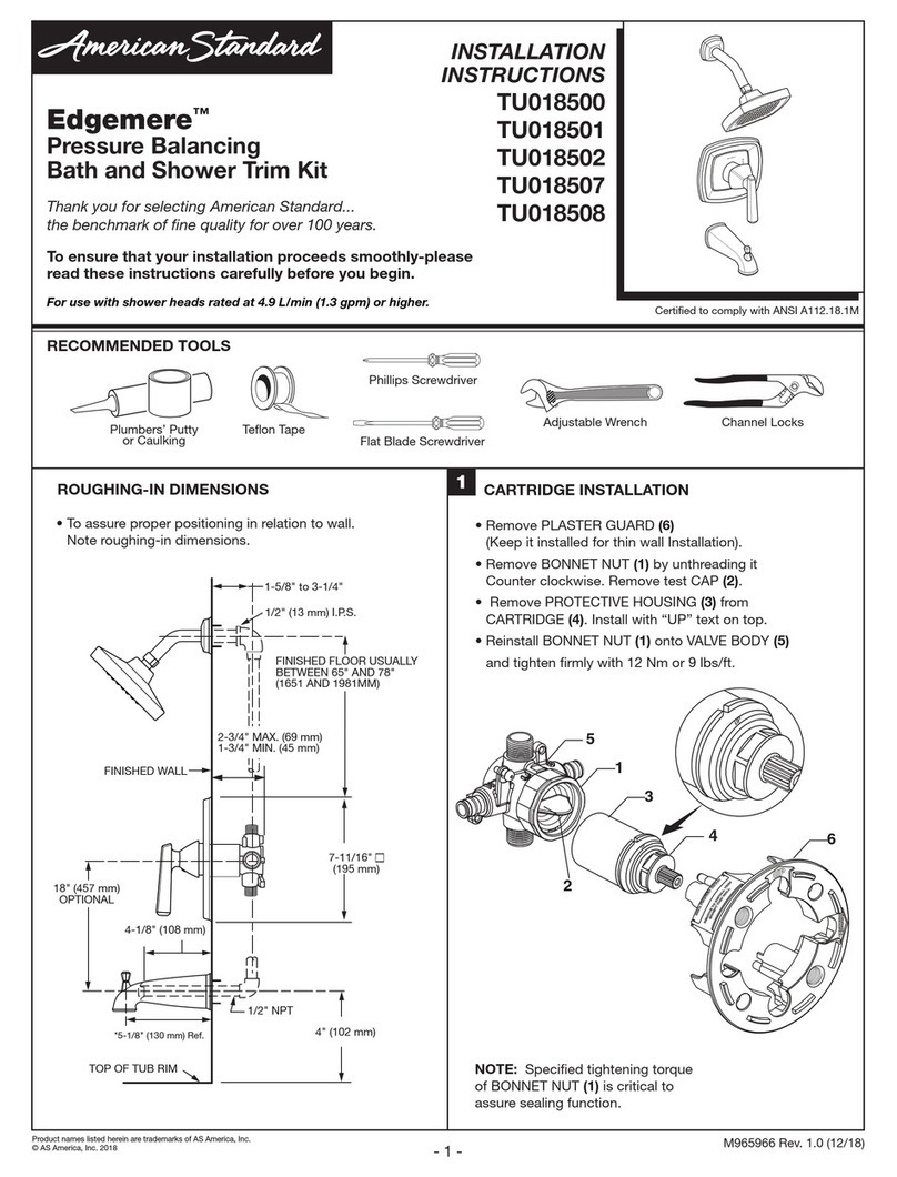 American Standard Edgemere TU018500 installation instructions