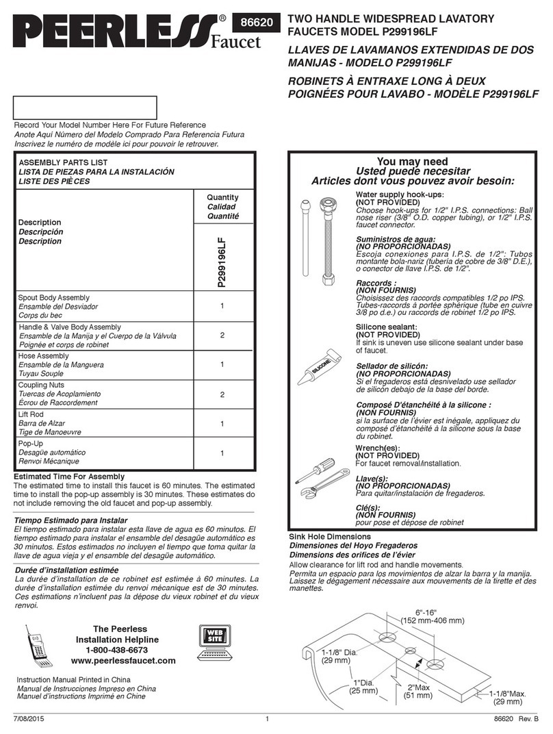 Peerless Faucet P299196LF User manual