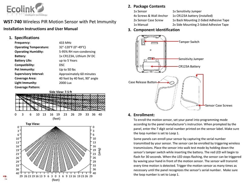 Ecolink WST-740 Installation instructions and user manual