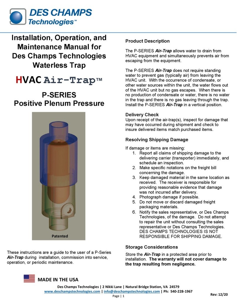 Des Champs Technologies HVAC Air-Trap P Series Installation, operation and maintenance manual