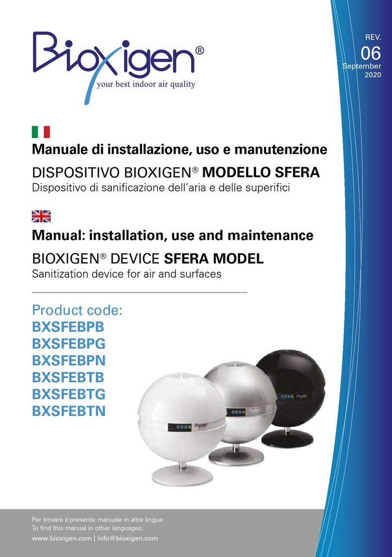 Bioxigen SFERA DESK STANDING Installation, use and maintenance