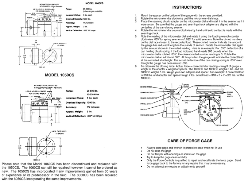 Force Controls 1050CS instruction manual Force Controls 1050CS instruction manual