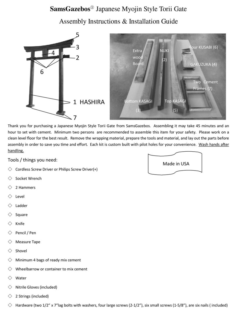 SAMSGAZEBOS Japanese Myojin Style Torii Gate Assembly Instructions & Installation Guide SAMSGAZEBOS Japanese Myojin Style Torii Gate Assembly Instructions & Installation Guide