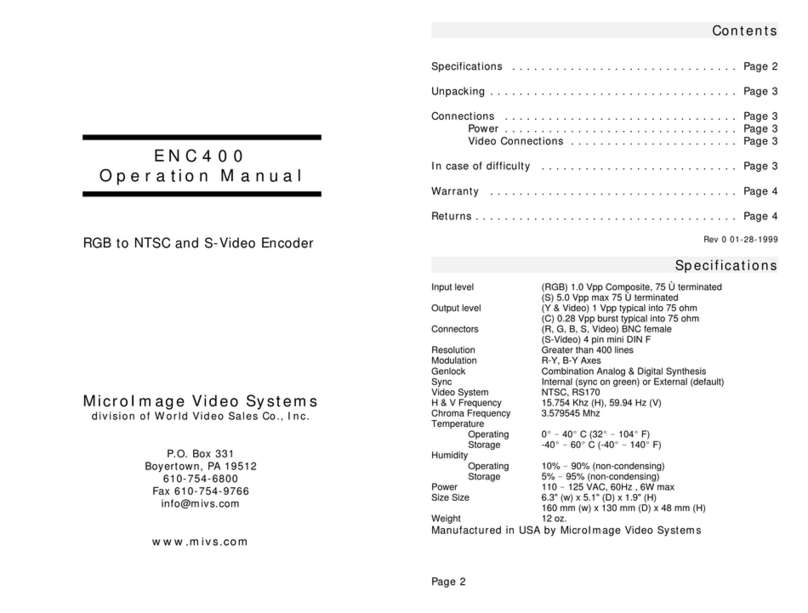 World Video Sales MicroImage Video Systems ENC400 Operation manual