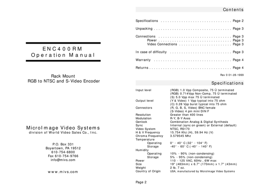World Video Sales MicroImage Video Systems ENC400RM Operation manual