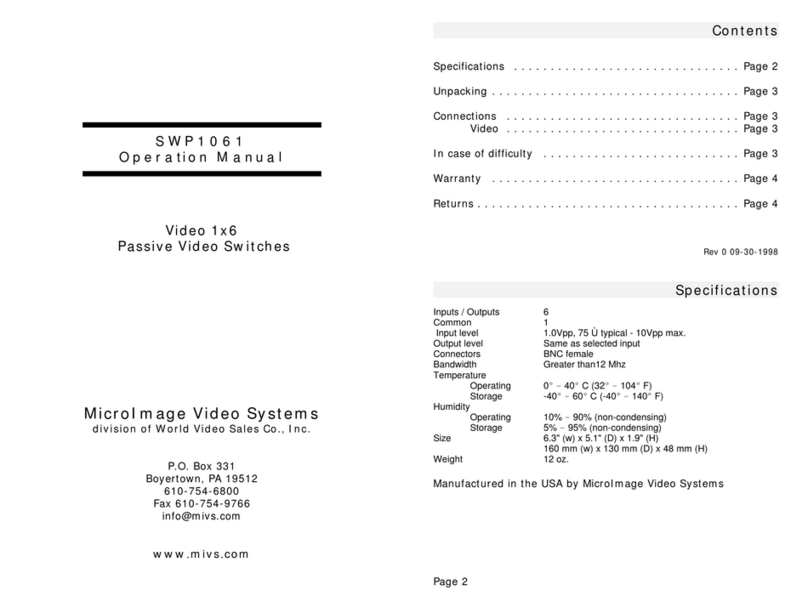 World Video Sales MicroImage Video Systems SWP1061 Operation manual