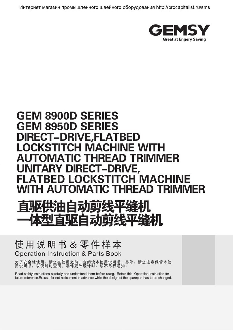 Gemsy GEM 8900D Series OPERATION INSTRUCTION/PARTS BOOK