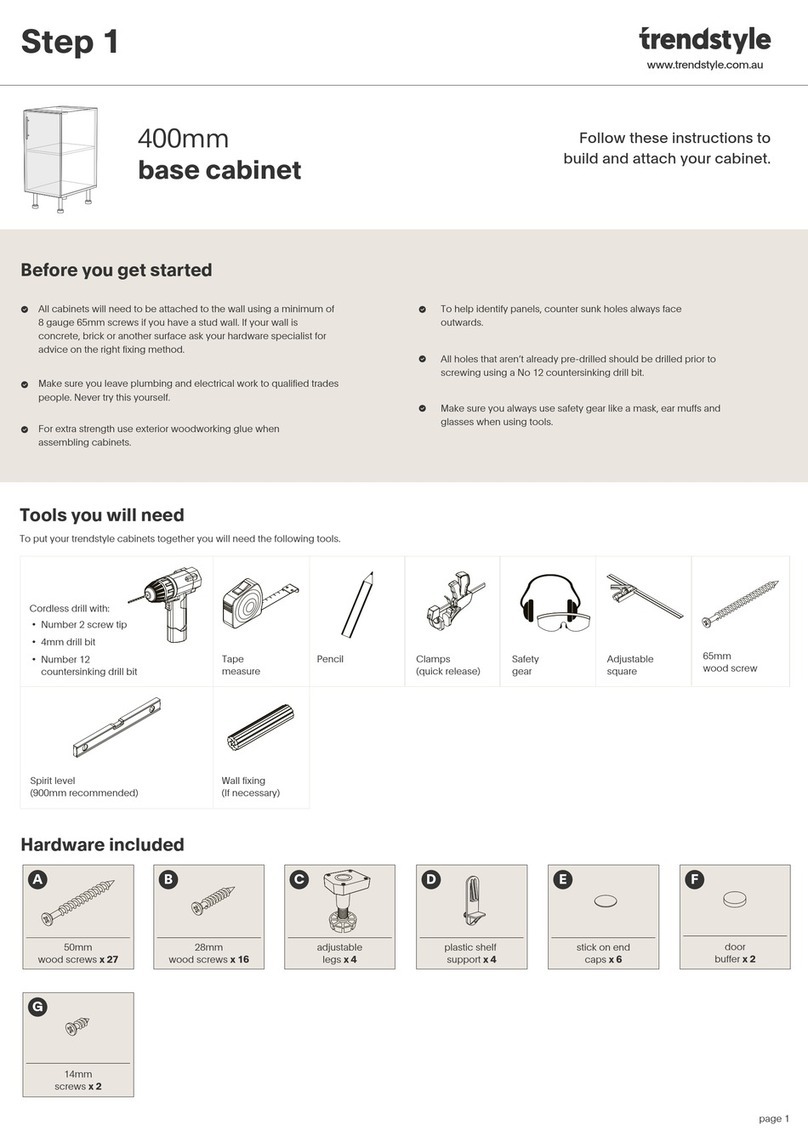 Trendstyle base cabinet quick start guide