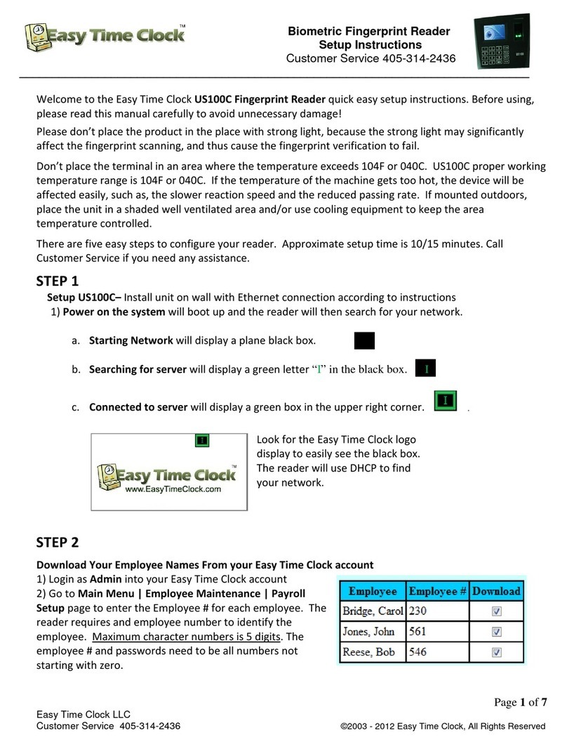 Easy Time Clock US100C Setup instructions