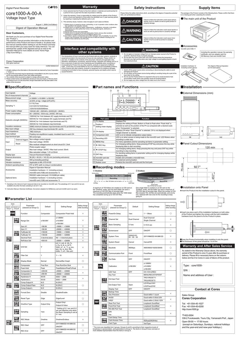 CORES core1000-A-00-A Operation manual