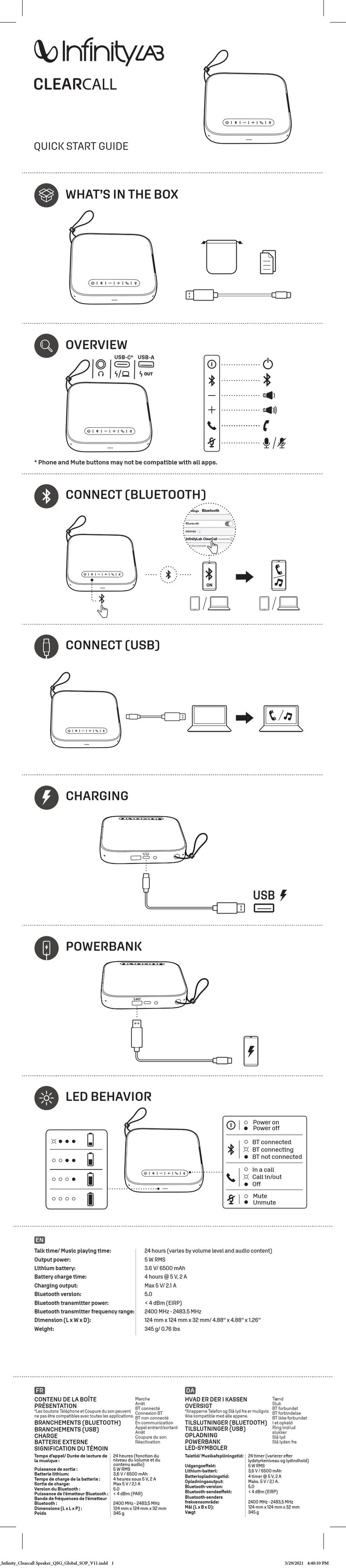 InfinityLab ClearCall quick start guide