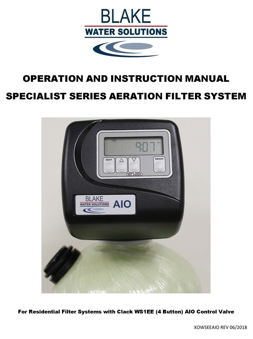 Blake Water Solutions Specialist Series Operation and instruction manual