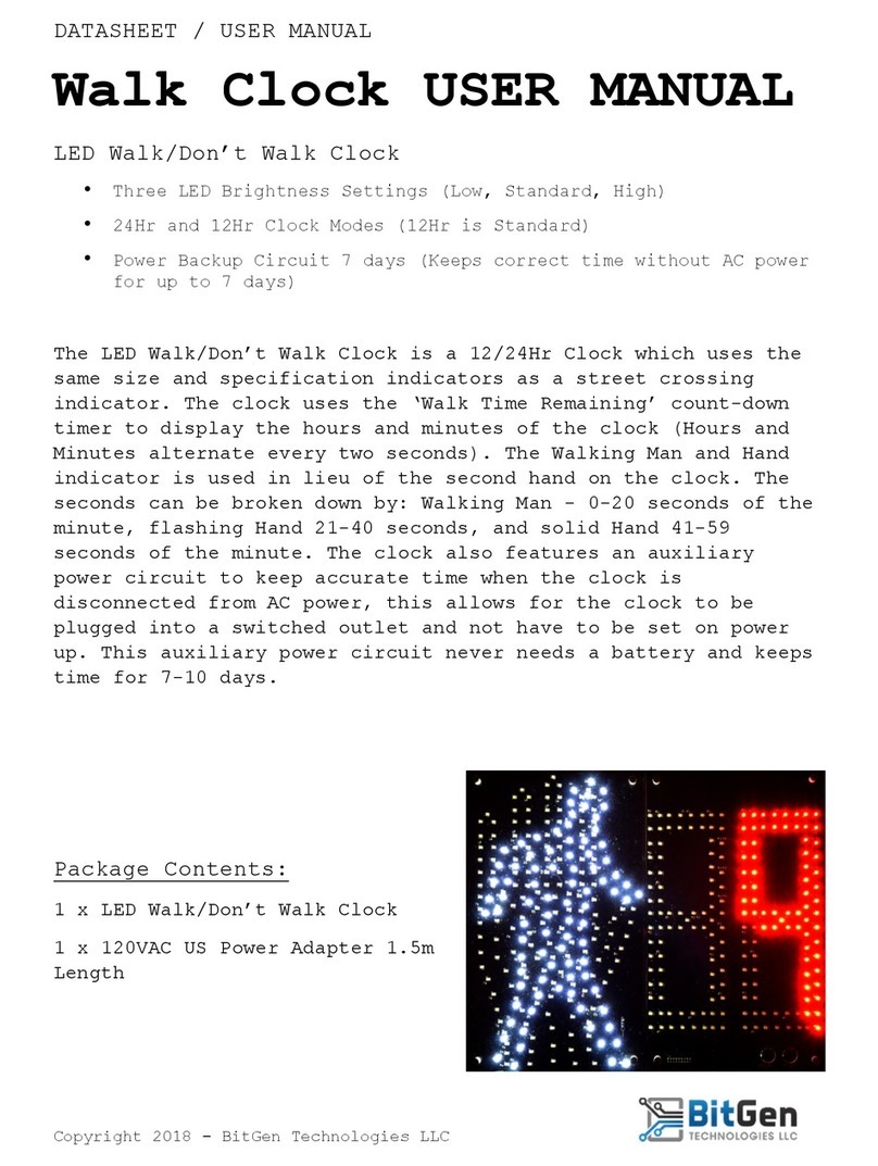 BitGen Technologies LED Walk/Don't Walk Clock User manual