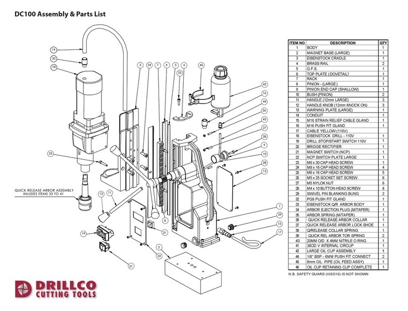 DRILLCO DC100 Assembly & parts list