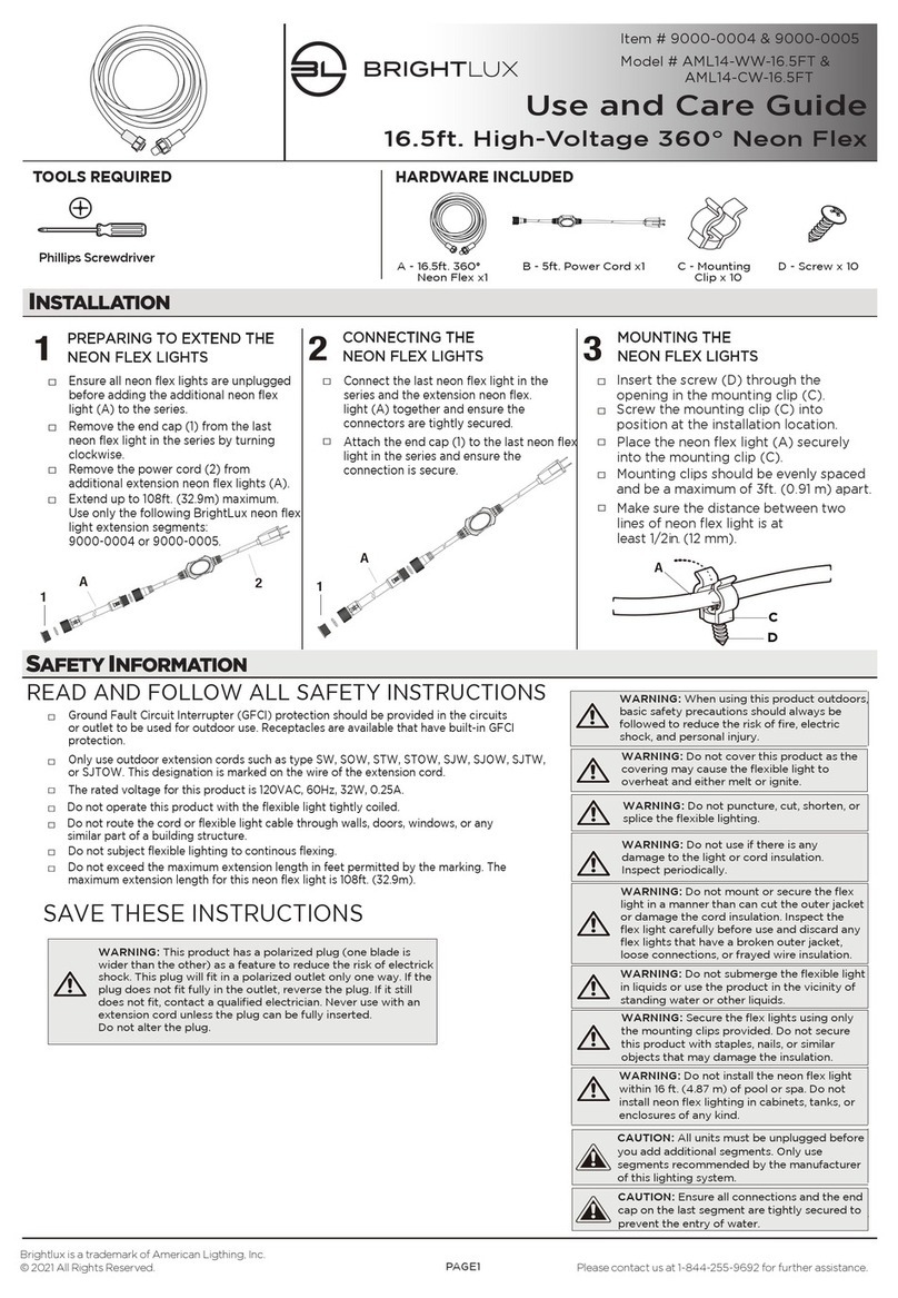 BRIGHTLUX AML14-WW-16.5FT Use and care guide