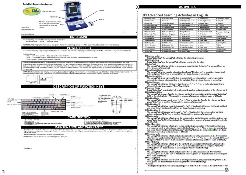 Tech Kidz Exploration Laptop instruction manual