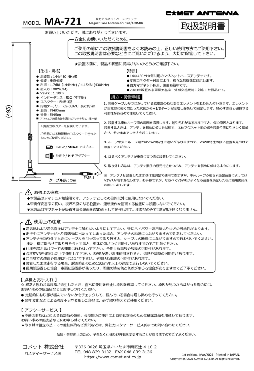Comet Antenna MA-721 instruction manual