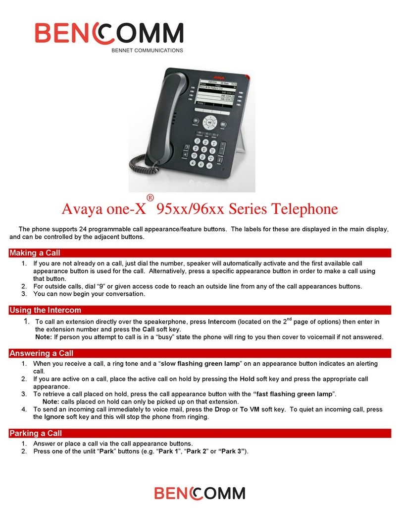 Bennet Communications Avaya one-X 95 Series manual
