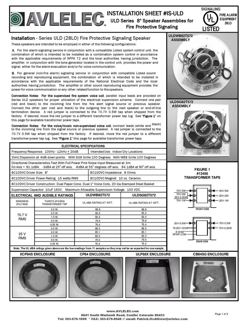 AVLELEC ULD Series Installation sheet