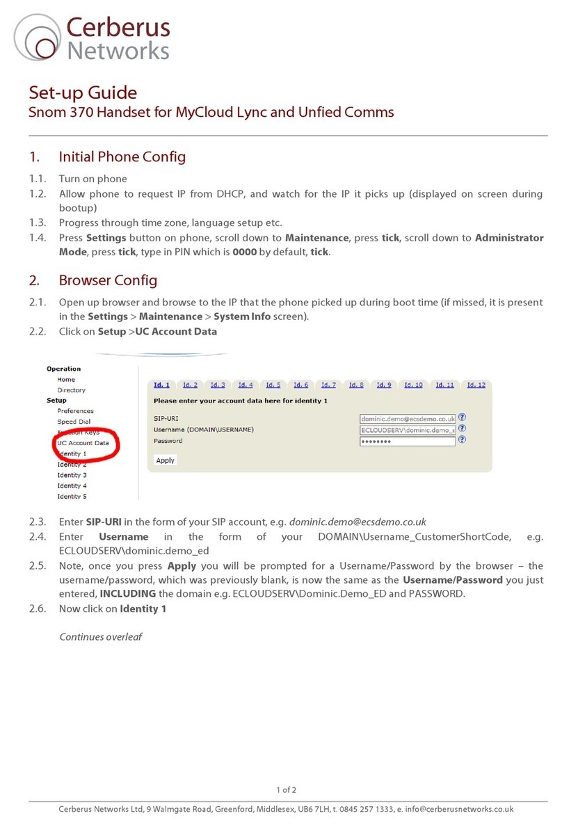 Cerberus Networks Snom 370 User manual