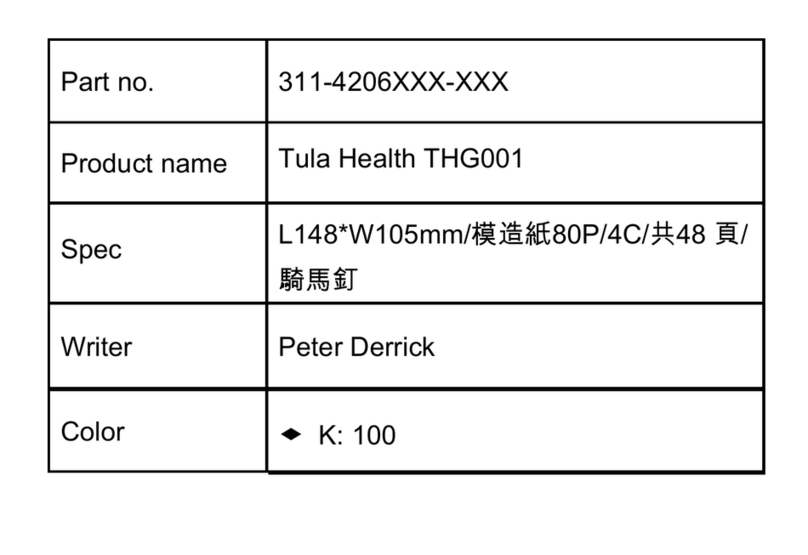 TULA HEALTH THG001 owner's manual