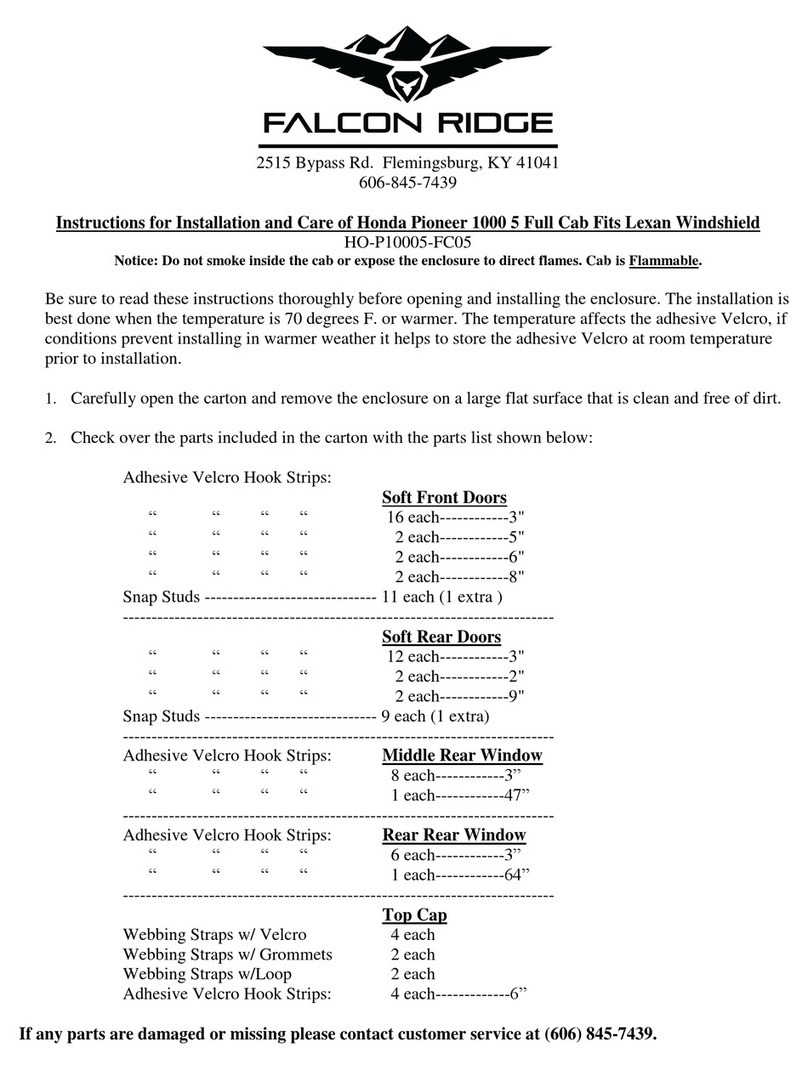 FALCON RIDGE HO-P10005-FC05 Instructions for Installation and Care FALCON RIDGE HO-P10005-FC05 Instructions for Installation and Care