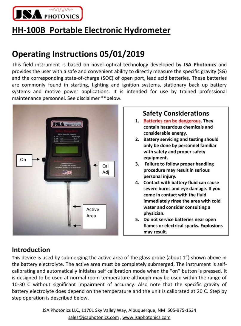 JSA Photonics HH-100B operating instructions