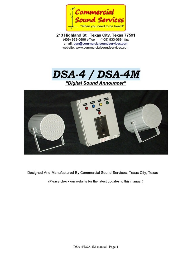 Commercial Sound Services DSA-4 quick start guide