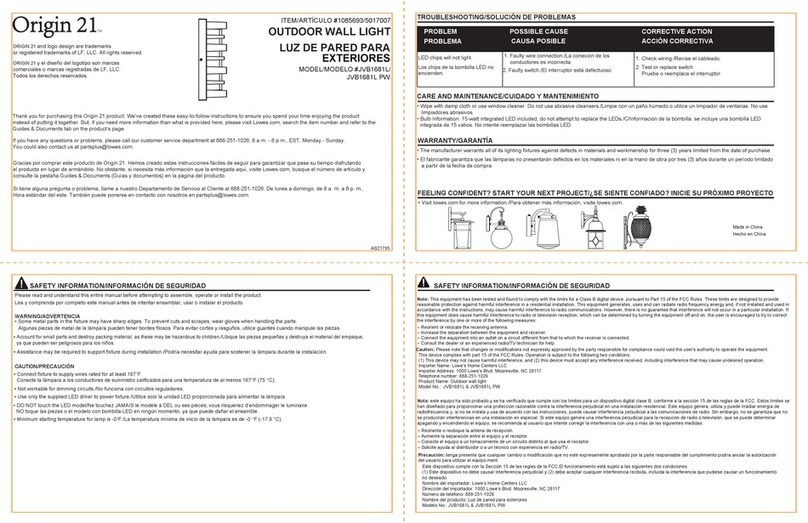 Origin 21 JVB1681L User manual