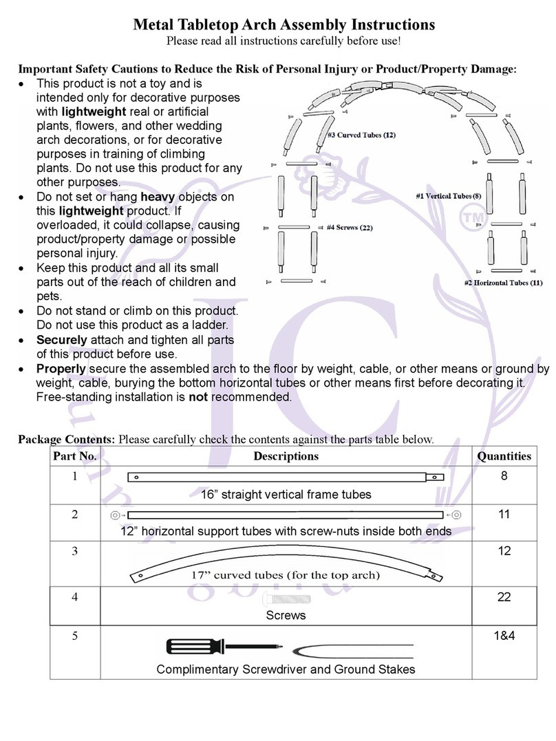 JC HUMMINGBIRD Metal Tabletop Arch Assembly instructions
