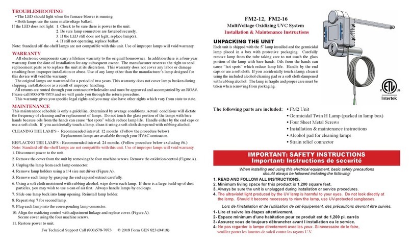 solaceair FM2-12 Installation & maintenance instructions