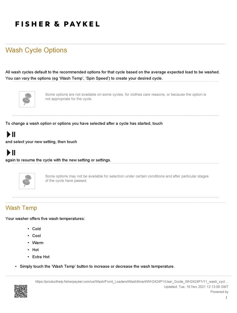 Fisher & Paykel WH2424P1 quick start guide