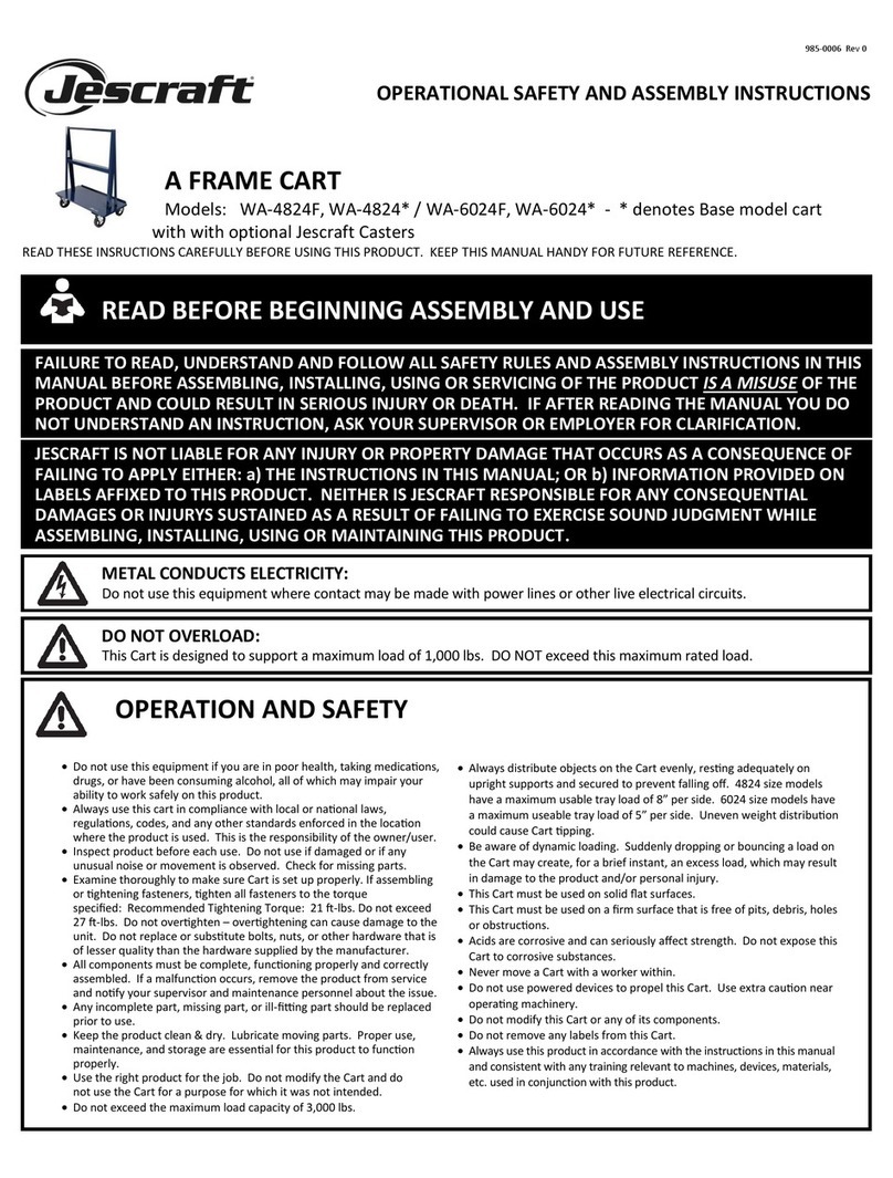 Jescraft WA-4824F OPERATIONAL SAFETY AND ASSEMBLY INSTRUCTIONS Jescraft WA-4824F OPERATIONAL SAFETY AND ASSEMBLY INSTRUCTIONS