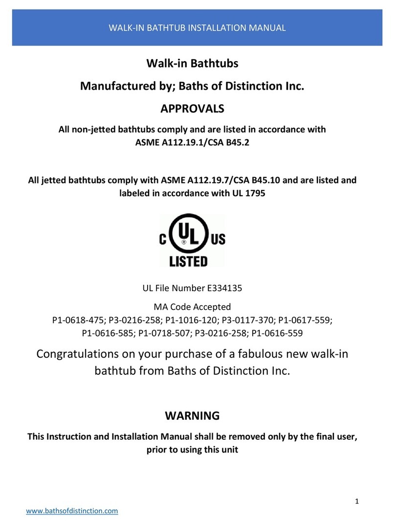 Baths of Distinction P1-0618-475 installation manual Baths of Distinction P1-0618-475 installation manual
