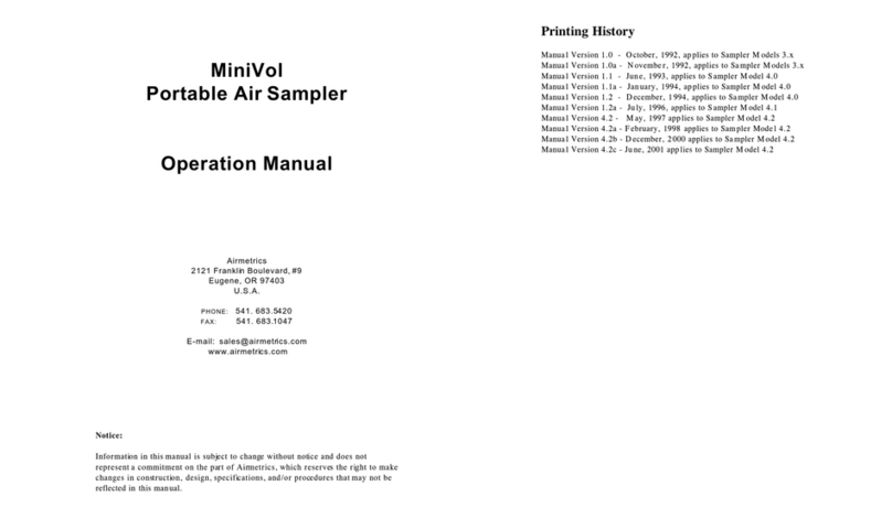 Airmetrics MiniVol Operation manual