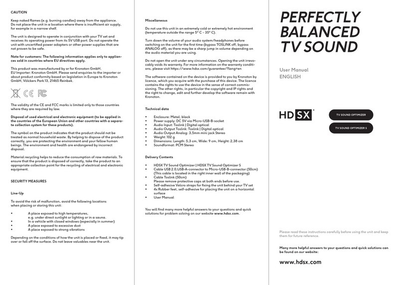 HDSX TV SOUND OPTIMIZER user manual