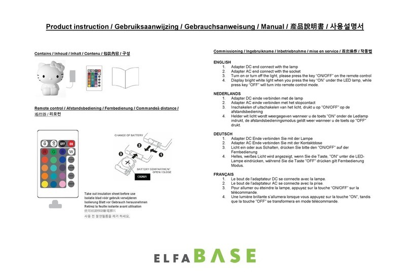 elfaBASE HELLO KITTY LAMP Product Instruction