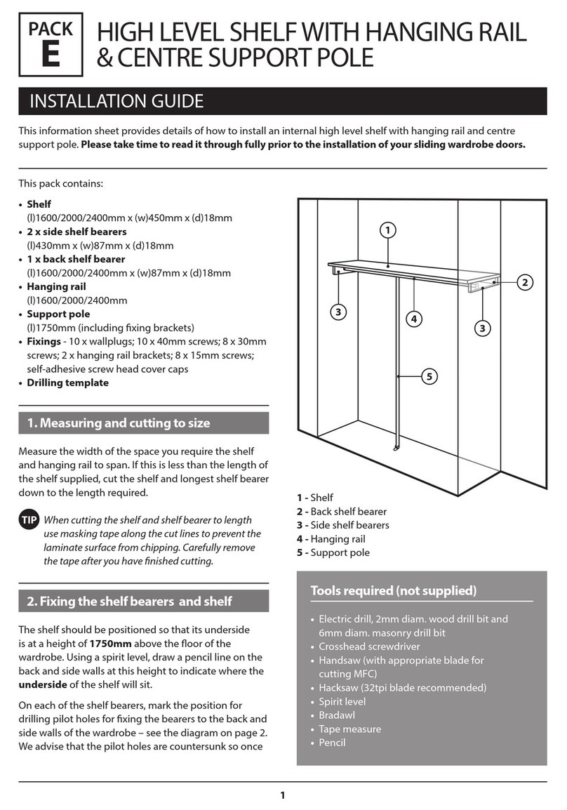 Wardrobe Doors Direct HIGH LEVEL SHELF WITH HANGING RAIL & CENTRE SUPPORT... installation guide Wardrobe Doors Direct HIGH LEVEL SHELF WITH HANGING RAIL & CENTRE SUPPORT... installation guide