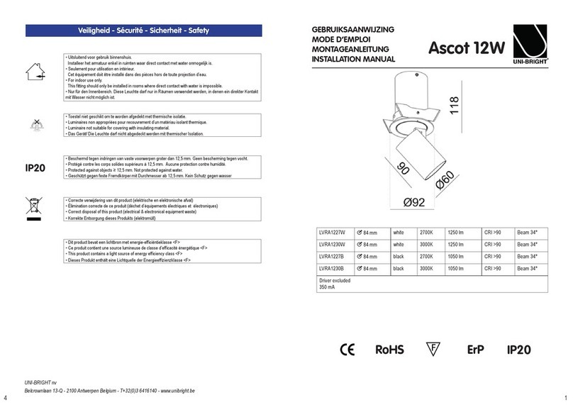Unibright Ascot 12W installation manual