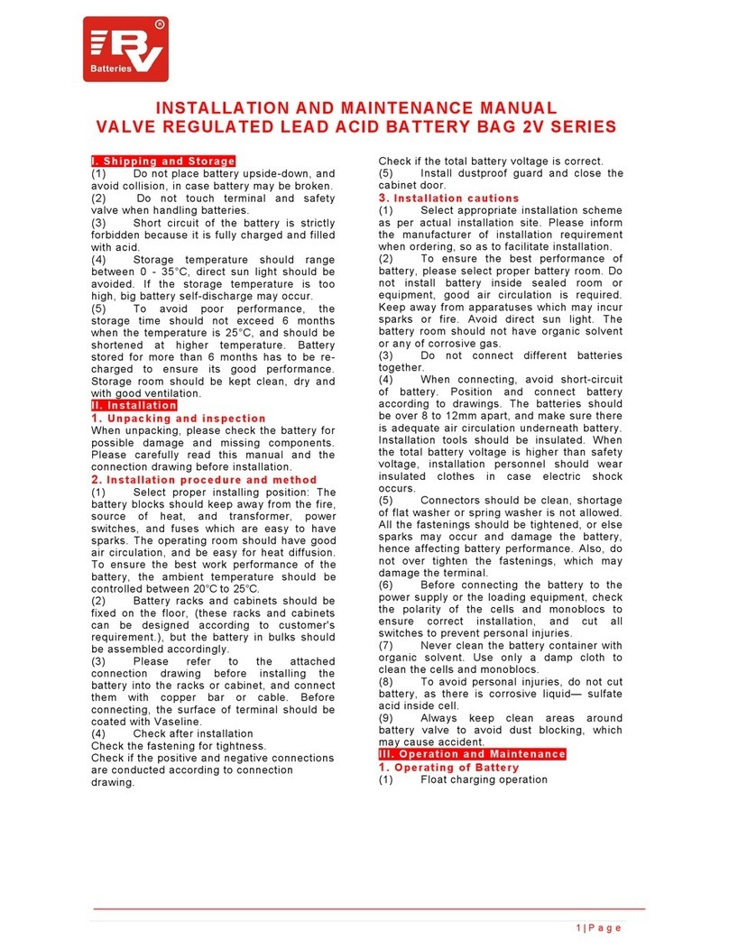 BV Batteries 2V Series Installation and maintenance manual
