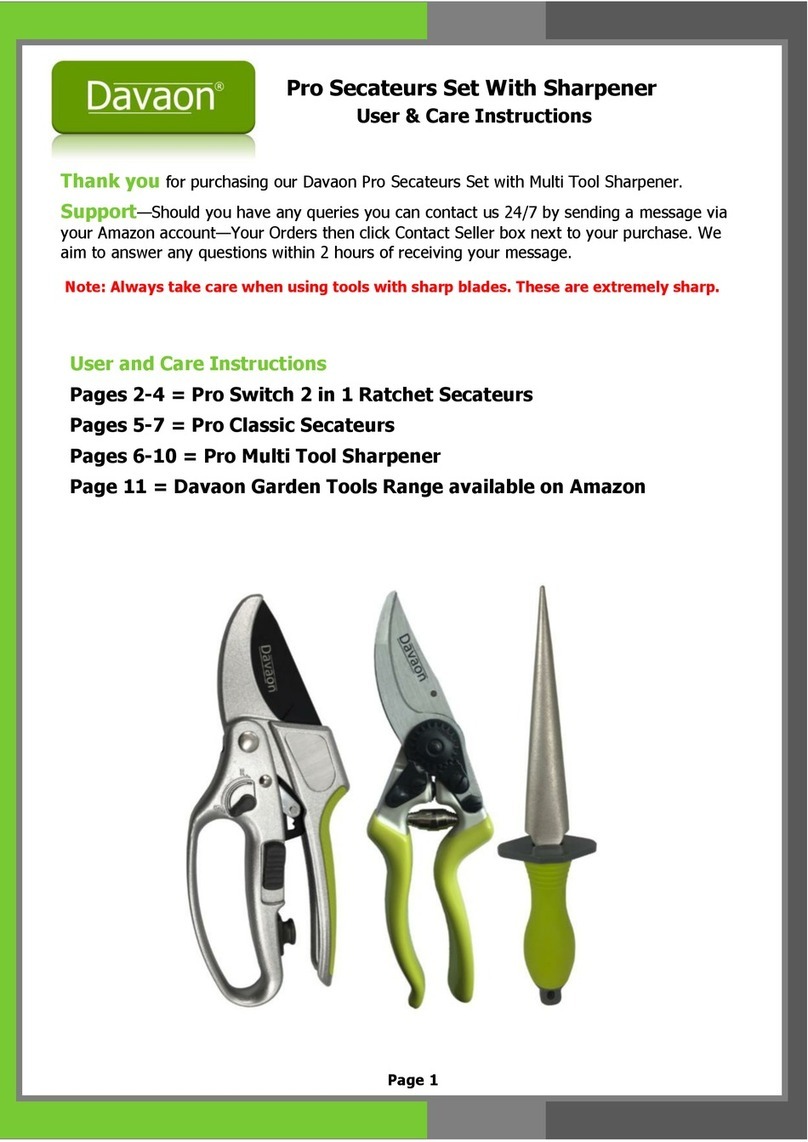 Davaon Pro Secateurs Set USER and CARE INSTRUCTIONS
