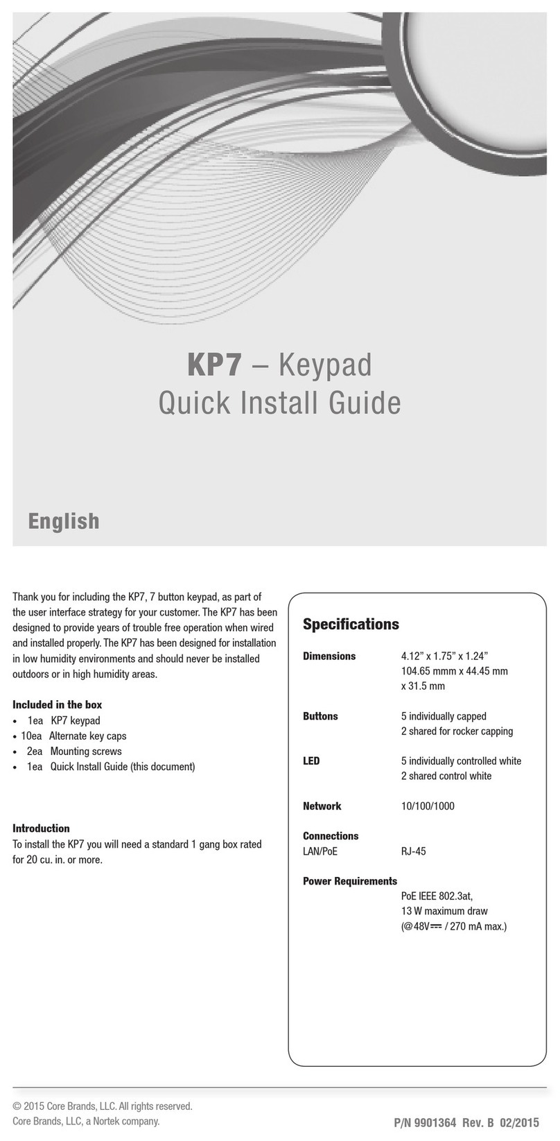 Core Brands KP7 Quick install guide